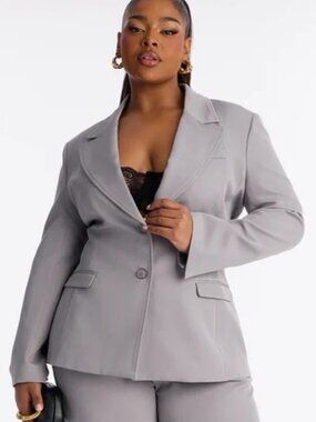 Fashion Nova Gray Kendall Hourglass Fitted Blazer SZ L